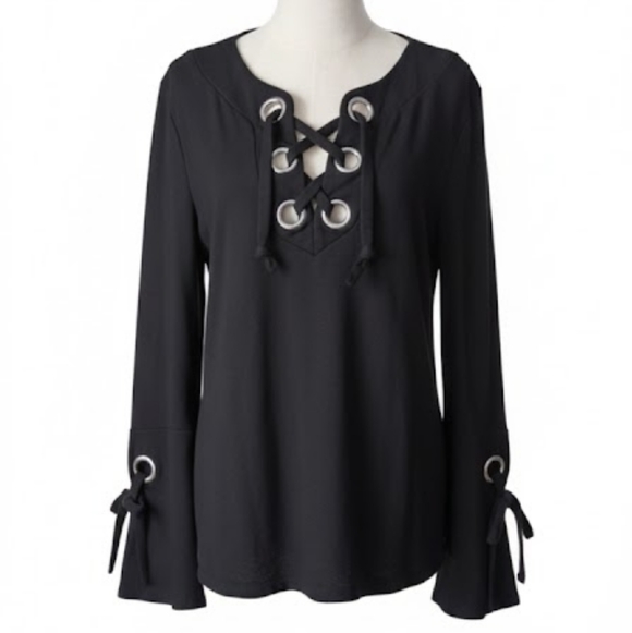 INC International Concepts Tops - INC International Concepts Women's Size Medium Black Silver Embellished Top